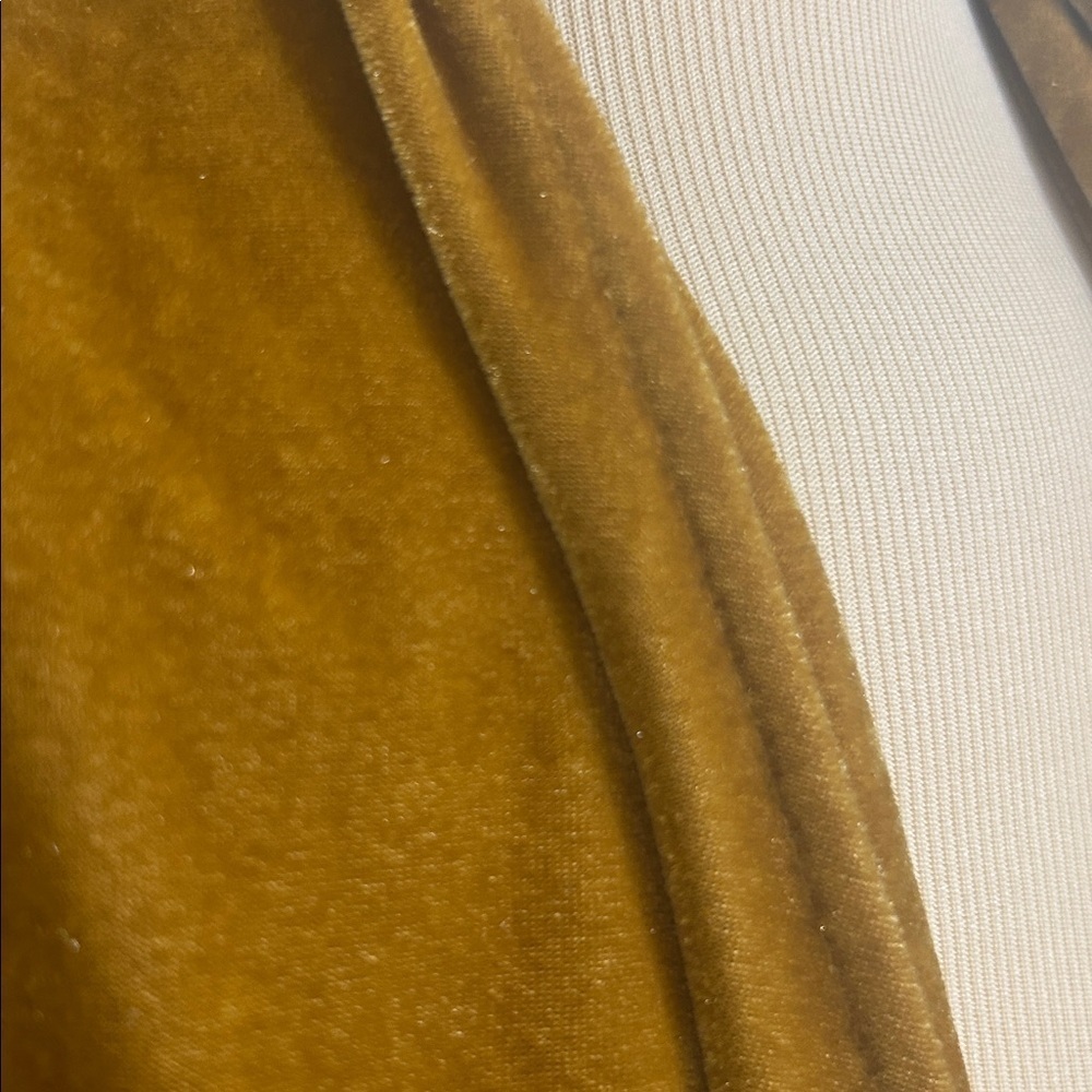 Harvest Gold Velvet Open Front Jacket S Small like a 6 or 8 Pockets Fall Autumn - Picture 3 of 4